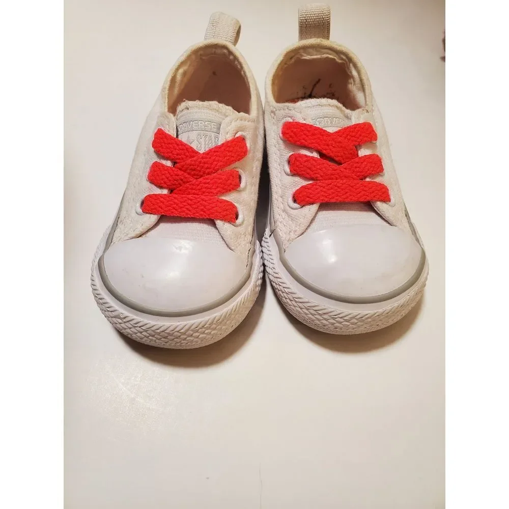 Converse Chuck All Star Slip On Toddler Neon Lace Heart White‎ Shoes Size 4